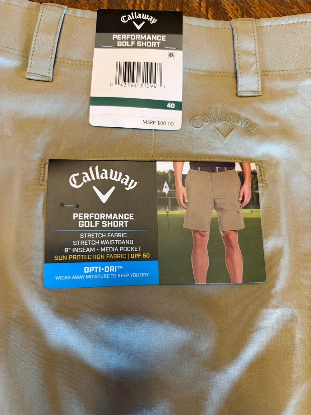 Callaway Men's performance Golf Shorts in Light Khaki Sz 40 brand new with tags